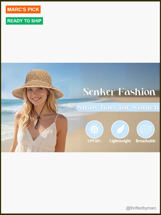 UV Protection Wide Brim Straw Bucket Hat Packable Beach Sun Hat main image 4